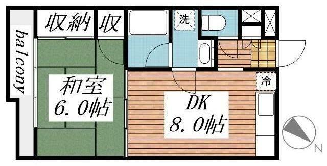 岩田ビル(1DK/3階)の間取り写真