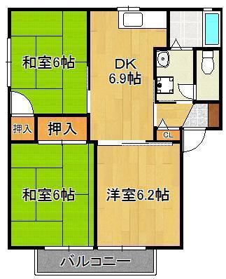 フレグランス貴船台(3DK/2階)の間取り写真