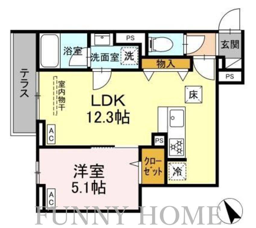 セレスティア桜上水(1LDK/1階)の間取り写真