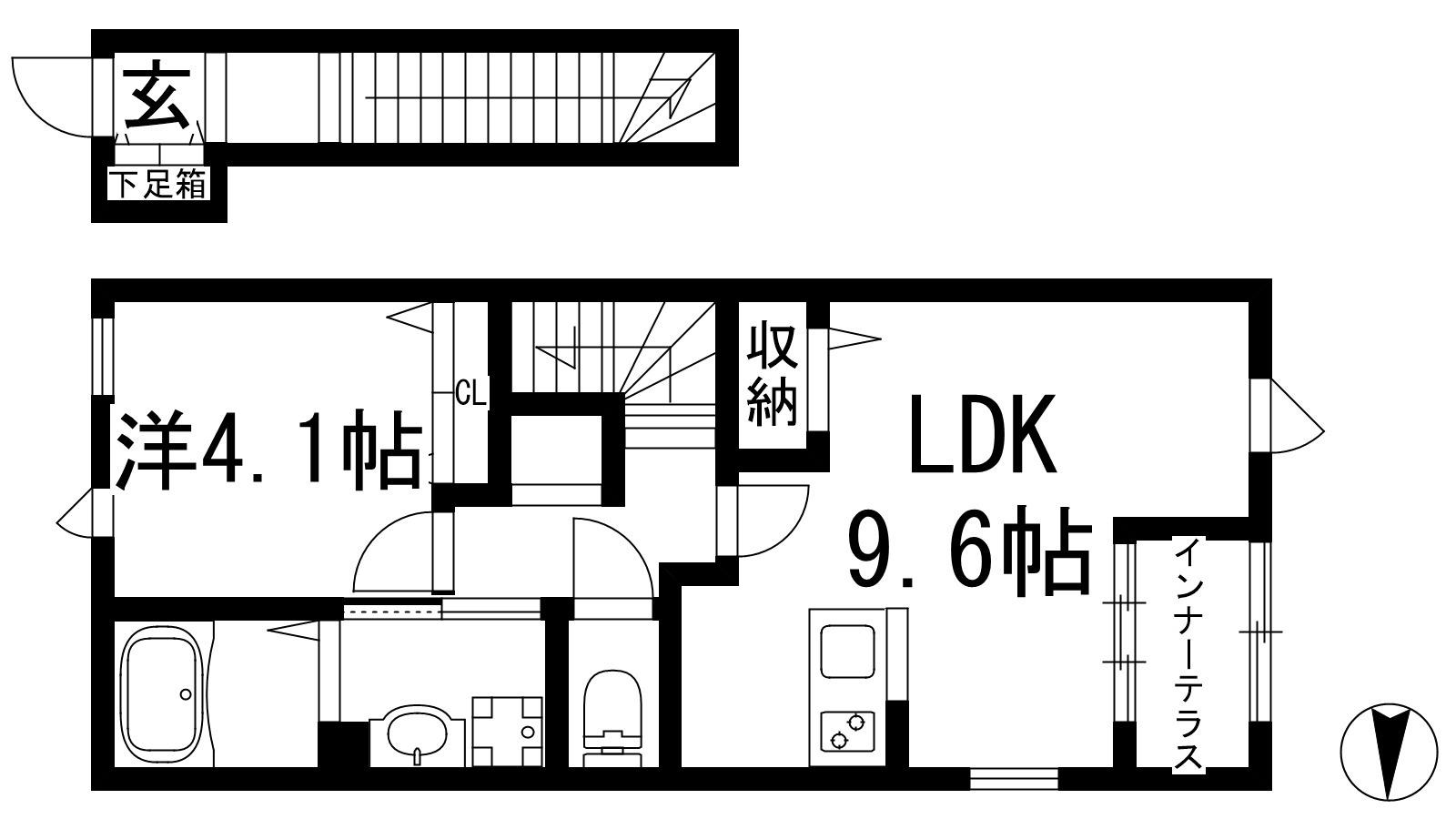 リバーランズ・ロッジ(1LDK/2階)の間取り写真