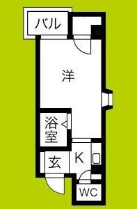 クラウンハイム新高(1K/4階)の間取り写真