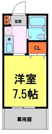 レイクハイツ(1K/1階)の間取り写真