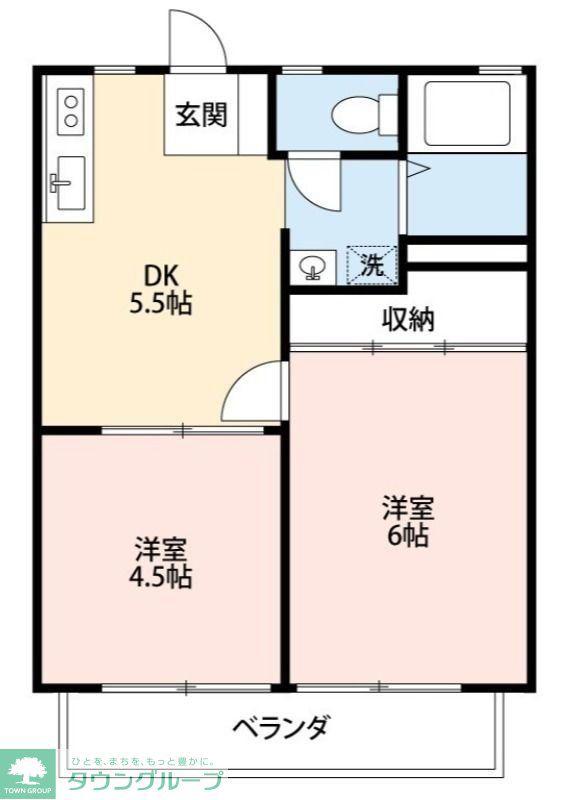 ロイヤルハイツB(2DK/1階)の間取り写真