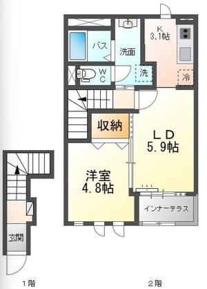 アルストロメリア(1LDK/2階)の間取り写真