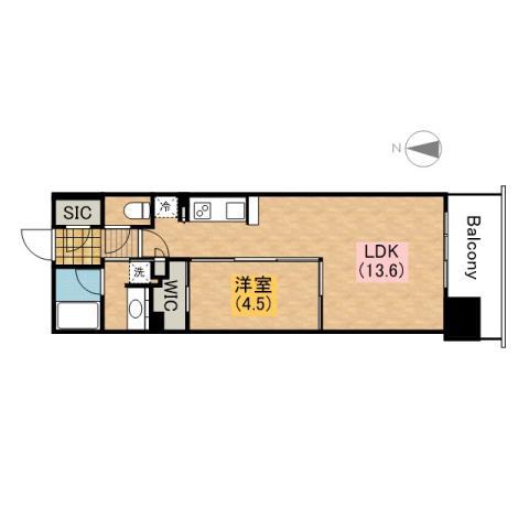 OPUS RESIDENCE SHINSAIBASHI SOUT(1LDK/5階)の間取り写真