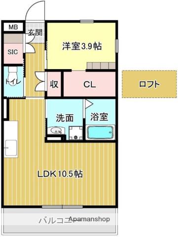 バンベールノース(1LDK/3階)の間取り写真