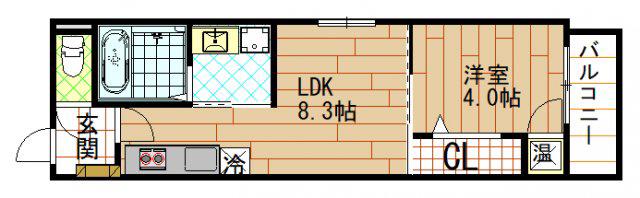 ルミエール長瀬II(1LDK/3階)の間取り写真