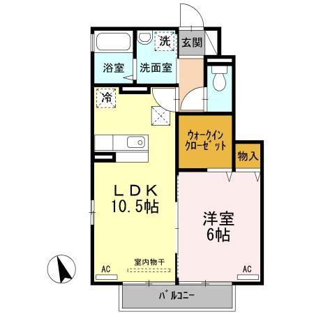 ファミール自由ヶ丘(1LDK/1階)の間取り写真