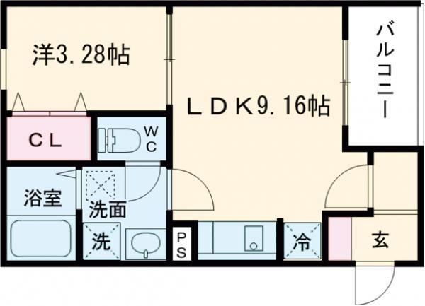FSTYLE高見の里2号館(1LDK/3階)の間取り写真