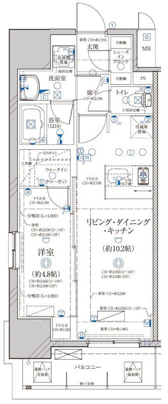 ディアレイシャス浅間町(1LDK/13階)の間取り写真