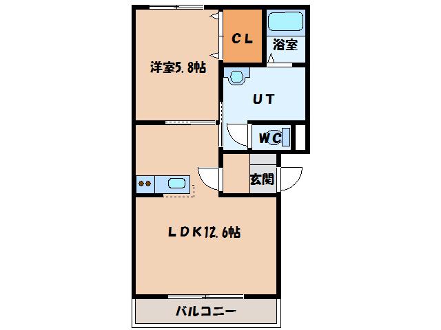 ルミエール富岡(1LDK/2階)の間取り写真