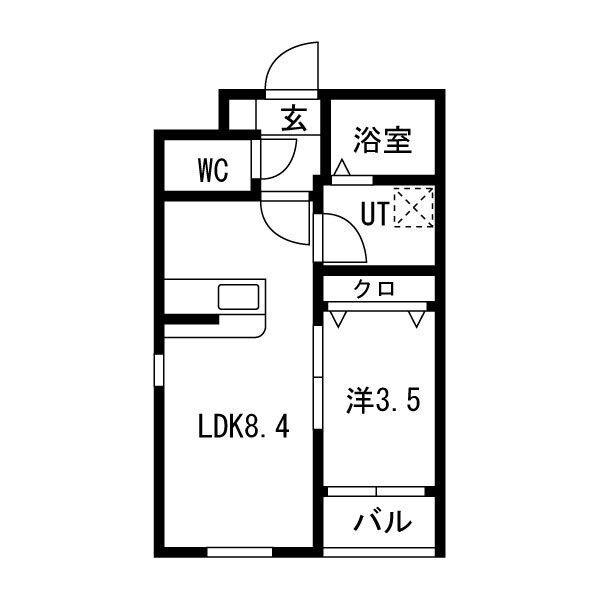 WANSTERRACE長久手(1LDK/2階)の間取り写真