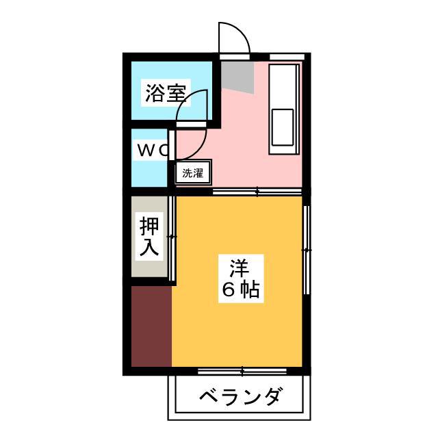 ハピネス宮崎(1K/1階)の間取り写真