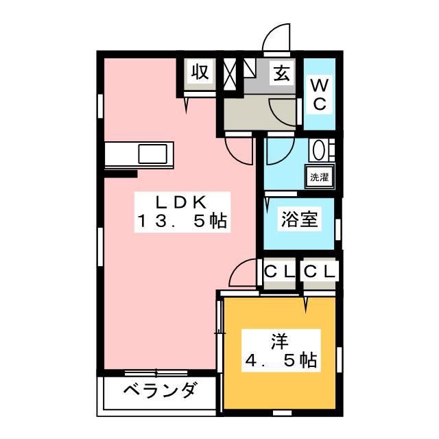 AZUR美園(1LDK/2階)の間取り写真