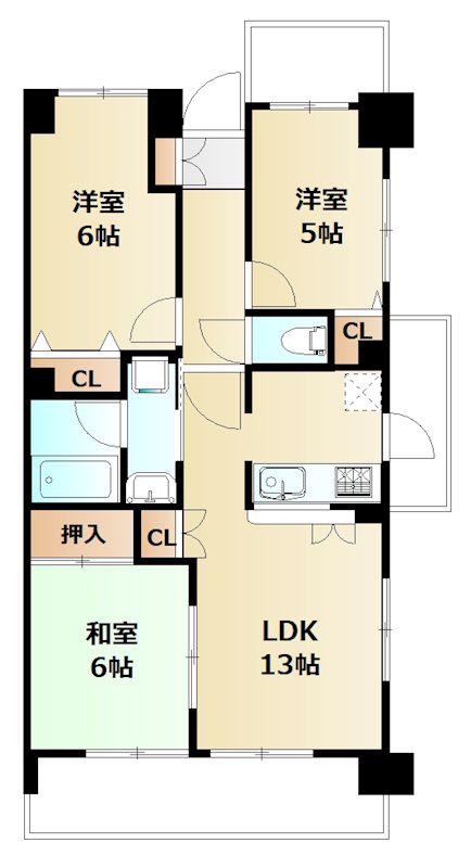 RAFFINE妙典(3LDK/5階)の間取り写真
