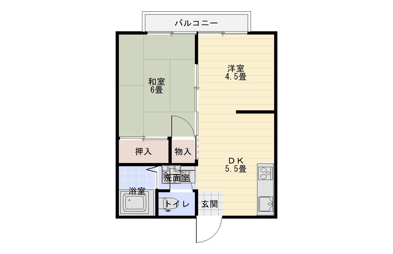 原島ハイツNO1(1LDK/2階)の間取り写真