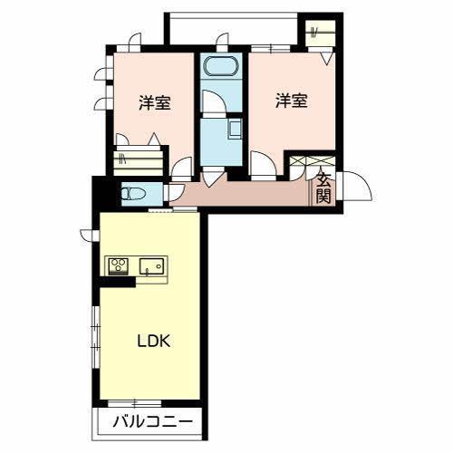 シャーメゾン山王ヒルズA(2LDK/2階)の間取り写真