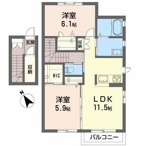ベガ16(2LDK/2階)の間取り写真