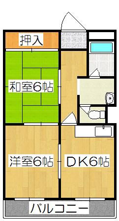 スクエアメゾン醍醐(2DK/5階)の間取り写真