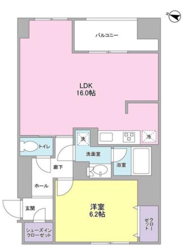 ラベール三越前(1LDK/6階)の間取り写真