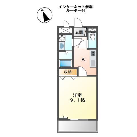 グランディー(1K/1階)の間取り写真