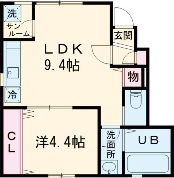 ヒルズ聖籠III(1LDK/1階)の間取り写真