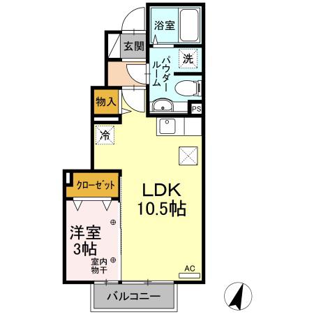 グレイスコート清原台C(1LDK/1階)の間取り写真