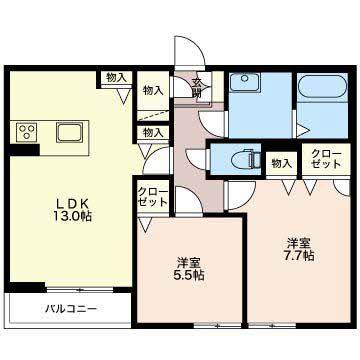 マストタウン神道寺(2LDK/1階)の間取り写真