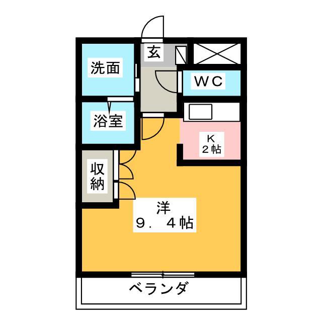 ファーブルハイツII(1K/1階)の間取り写真
