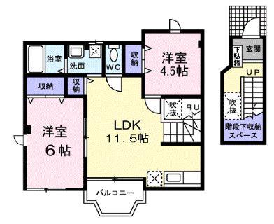 ティンカーベルノワ(2LDK/2階)の間取り写真