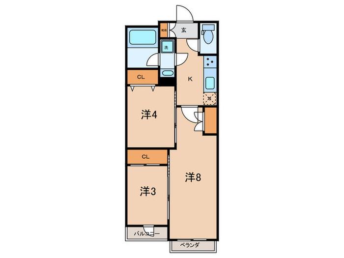 ゲートマークス三軒茶屋(3K/1階)の間取り写真