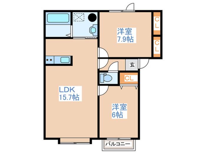リーブラス(2LDK/1階)の間取り写真