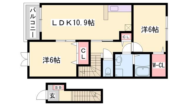 ディアス・カーサ(2LDK/2階)の間取り写真