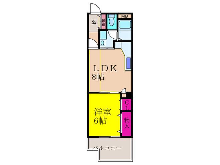 アンドライフ23(1LDK/4階)の間取り写真