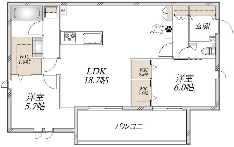 ヘーベルメゾン アトル(2LDK/2階)の間取り写真