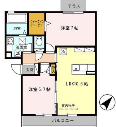 ヴィーブル伏尾(2LDK/1階)の間取り写真