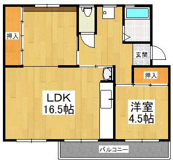 狭山4号棟(1LDK/3階)の間取り写真
