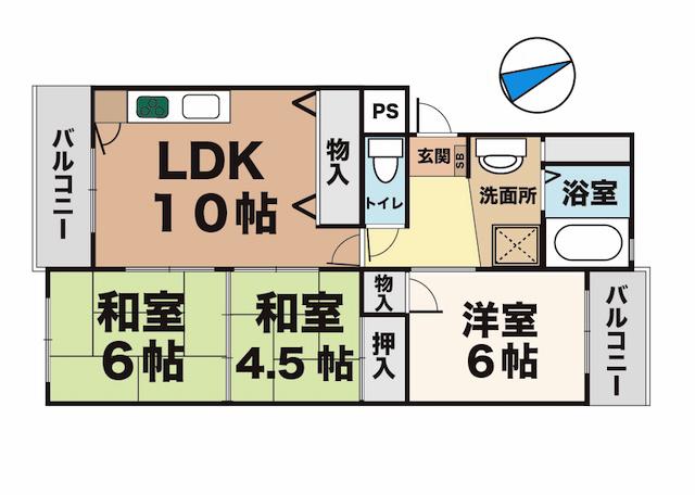 ベルデュウラ池上(3LDK/1階)の間取り写真