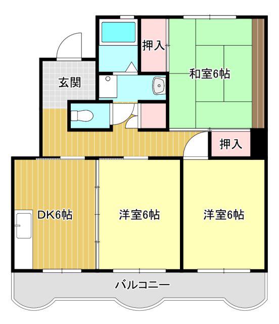 パレス富塚(3DK/3階)の間取り写真