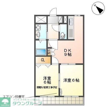 ラベンターナ(2DK/2階)の間取り写真