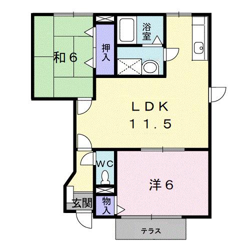 プラティーク・K I(2LDK/1階)の間取り写真