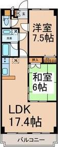 エーデルハイム(2LDK/3階)の間取り写真