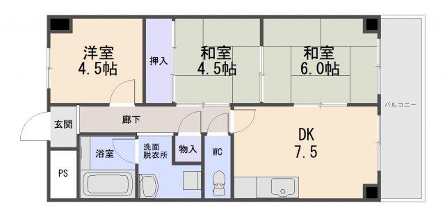 レジデンス向陽(3DK/3階)の間取り写真
