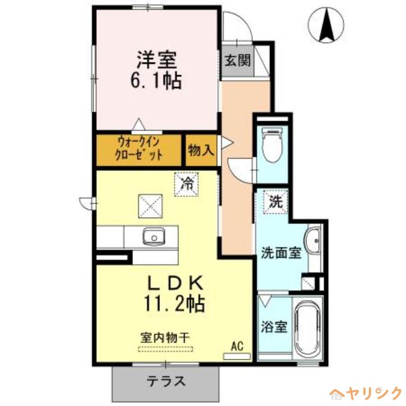 ルミエール(1LDK/1階)の間取り写真