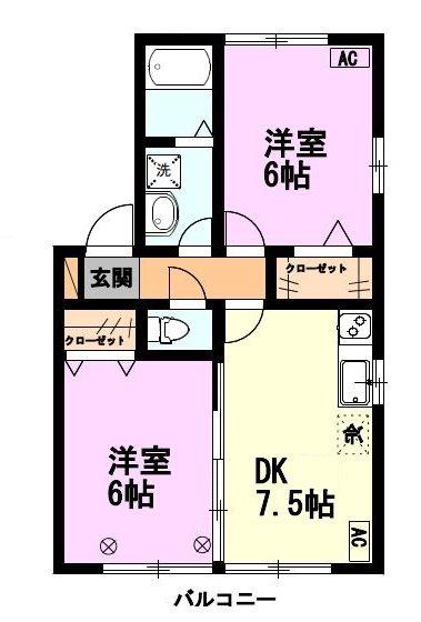 ノースタウン吉祥寺II棟(2DK/1階)の間取り写真