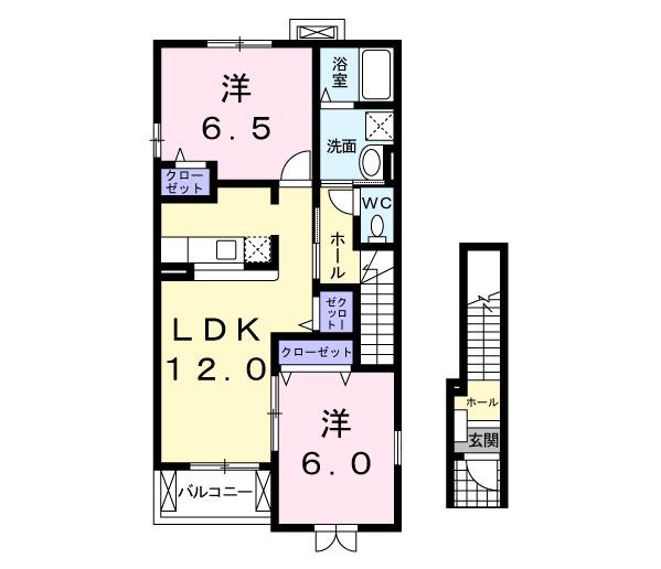 メゾンアンジュ琴塚 B(2LDK/2階)の間取り写真