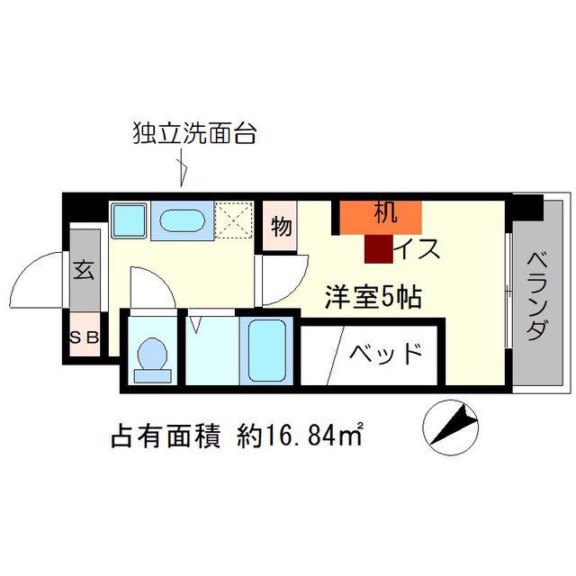 キャンパスヴィレッジ京都下鴨東(ワンルーム/1階)の間取り写真