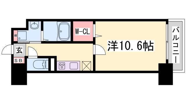 L・ISOBE三宮(1K/4階)の間取り写真