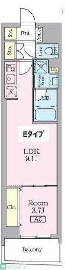 GARDEN XAVIS門前仲町(1LDK/6階)の間取り写真