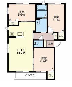 オールディナーレ(3LDK/2階)の間取り写真
